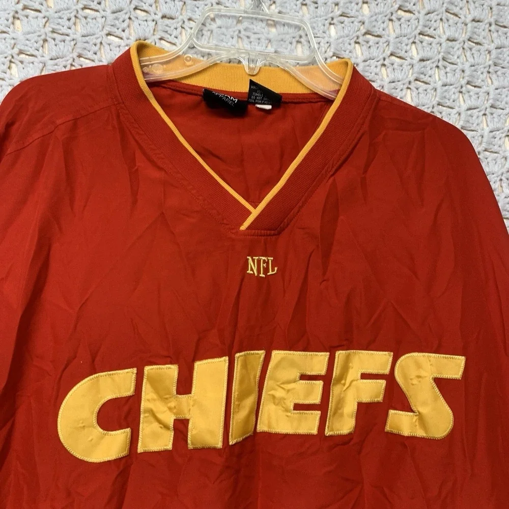 Kansas City Chiefs NFL Windbreak Pullover Jacket Mens 3X Red‎ Long Sleeve V Nevk